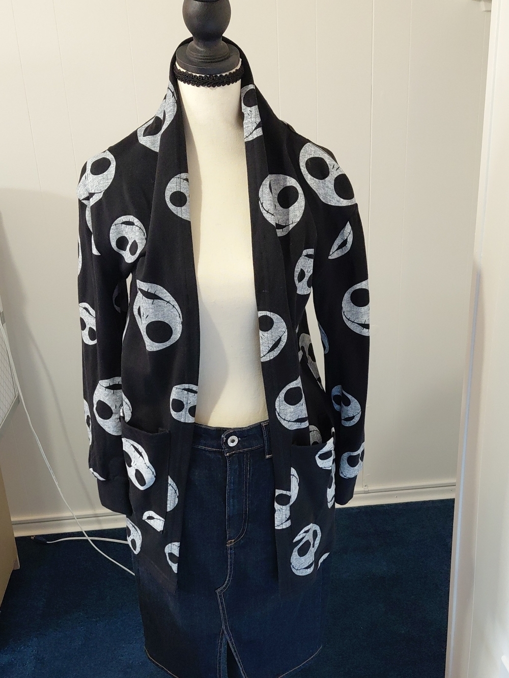 🔴 Disney The Nightmare Before Christmas Black Cardigan with White Logo